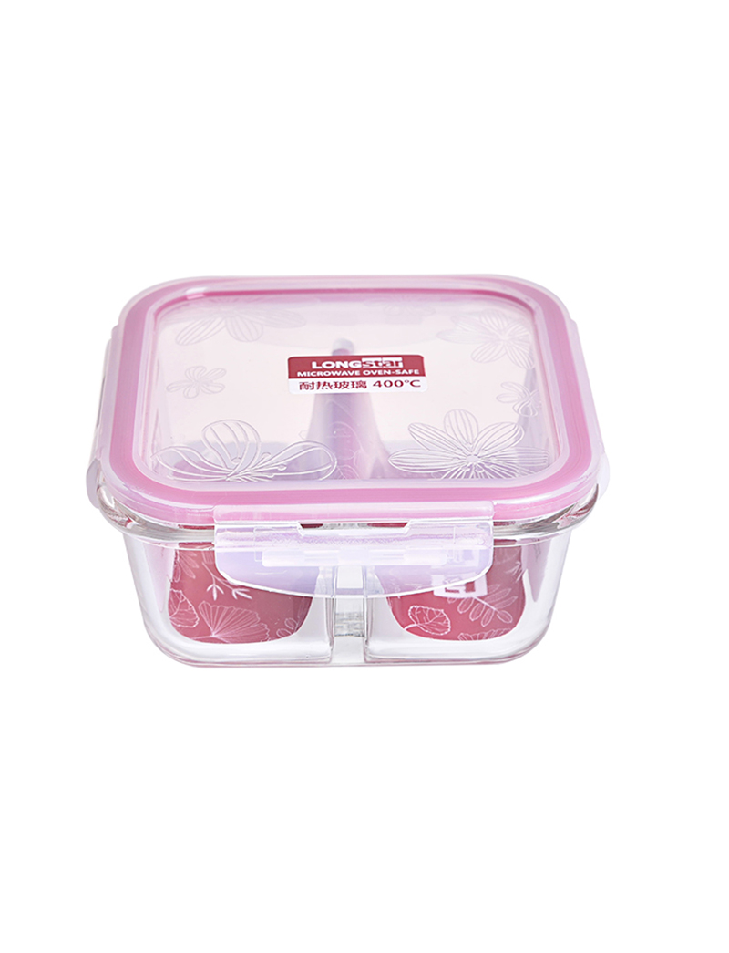 600ml square glass food container